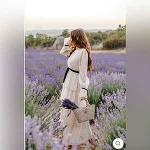 Morning Lavender, Darla Dotted Tiered Dress, M size